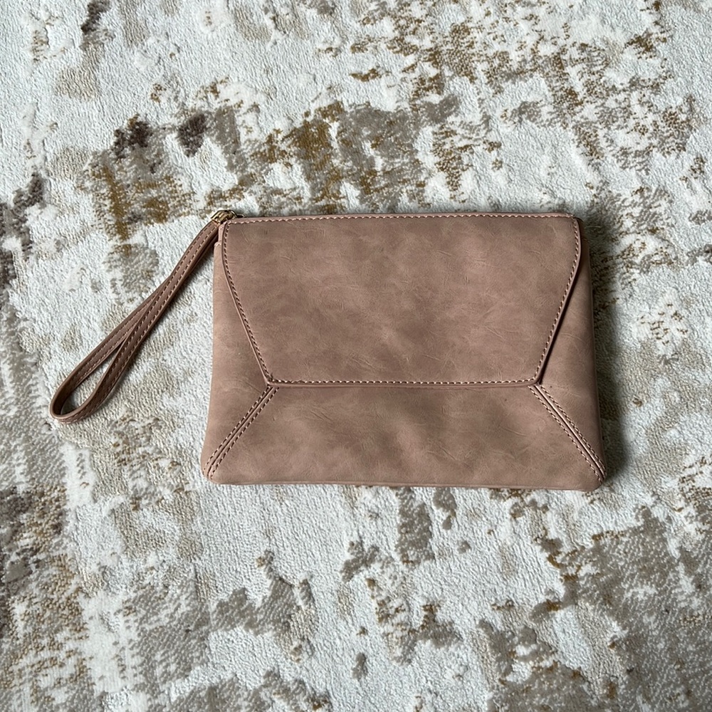 Sportsgirl Beige Clutch Purse with Wrist Strap